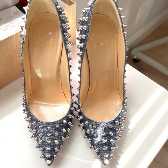 Christian Louboutin FOLLIES SPIKES 100 LAME LUX - Picture 13 of 16